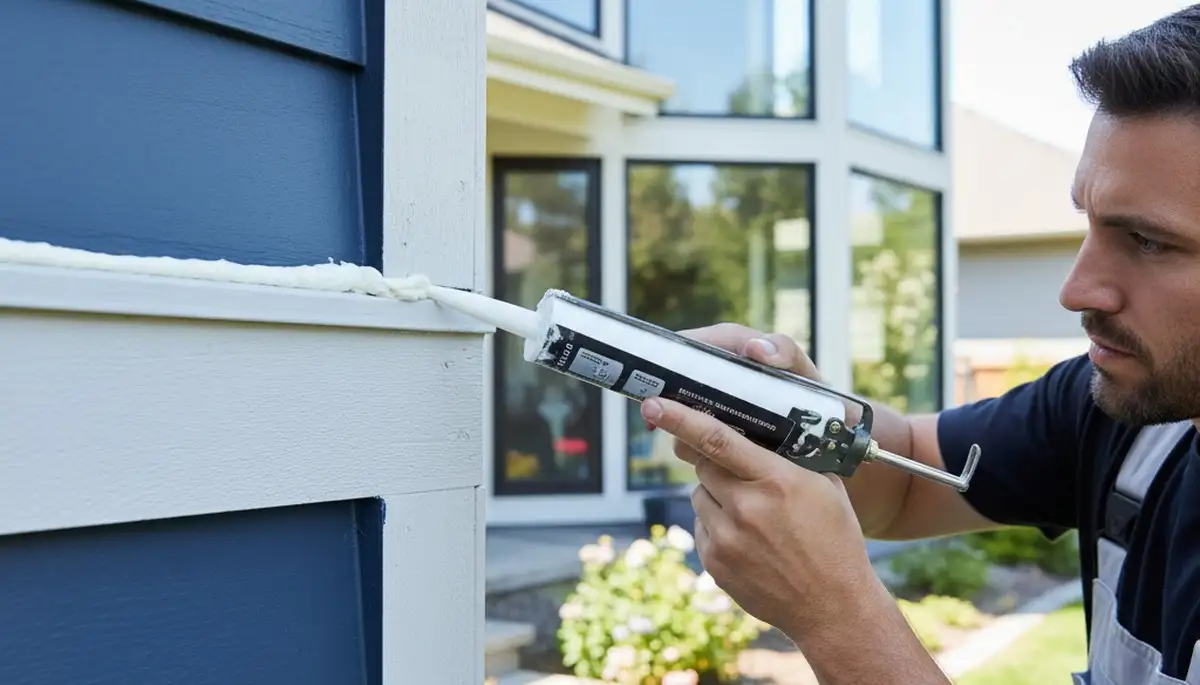 Professional caulking and sealing on New Orleans home exterior for moisture protection and weatherproofing