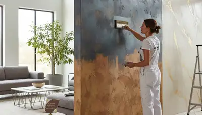 Faux painting specialists applying decorative wall finish in a New Orleans, LA home interior
