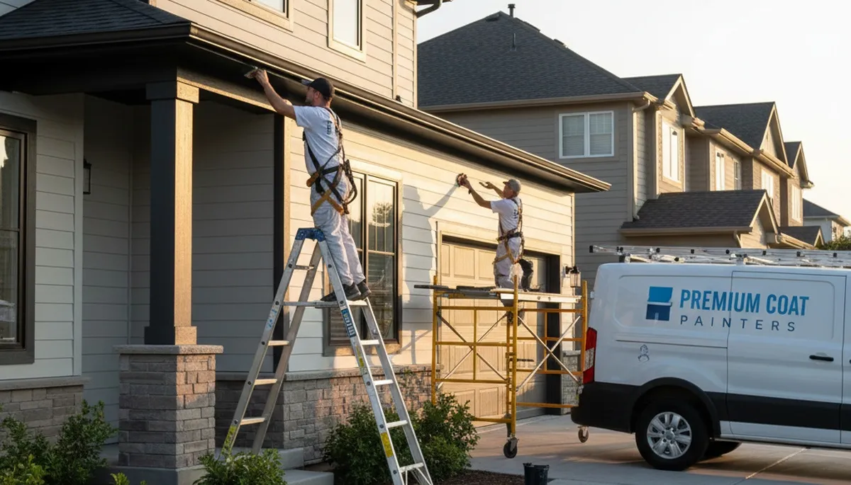 Professional gutter painting on New Orleans home exterior by local house painters