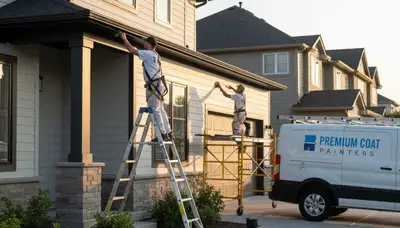 Professional gutter painting on New Orleans home exterior by local house painters