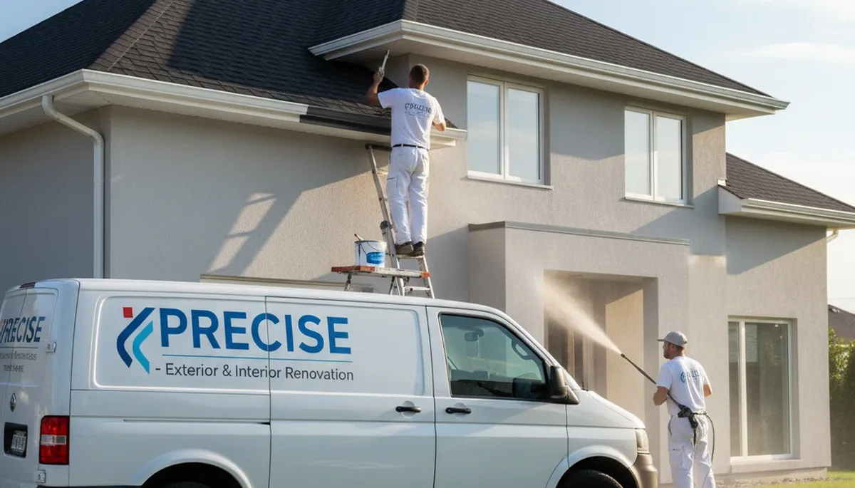 Professional gutter painting on New Orleans LA home by expert house painters