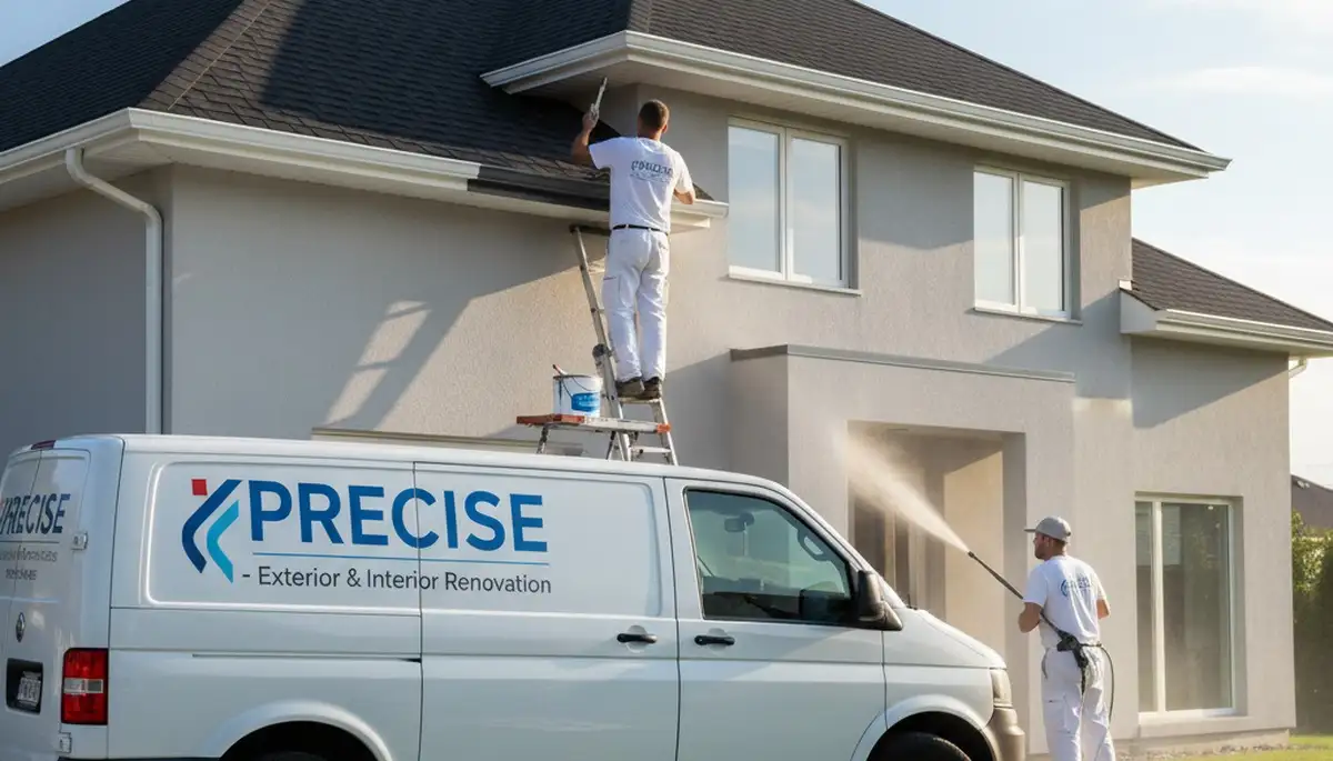 Professional gutter painting on New Orleans LA home by expert house painters