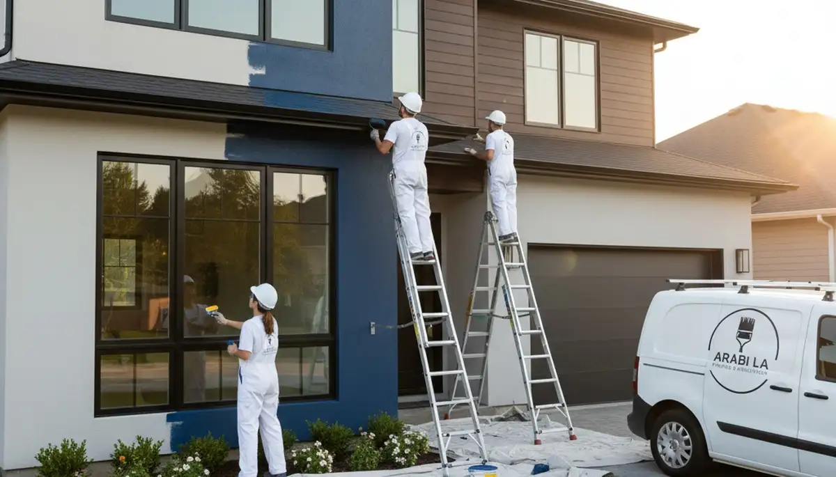 Professional house painters in New Orleans LA applying exterior paint on residential home façade