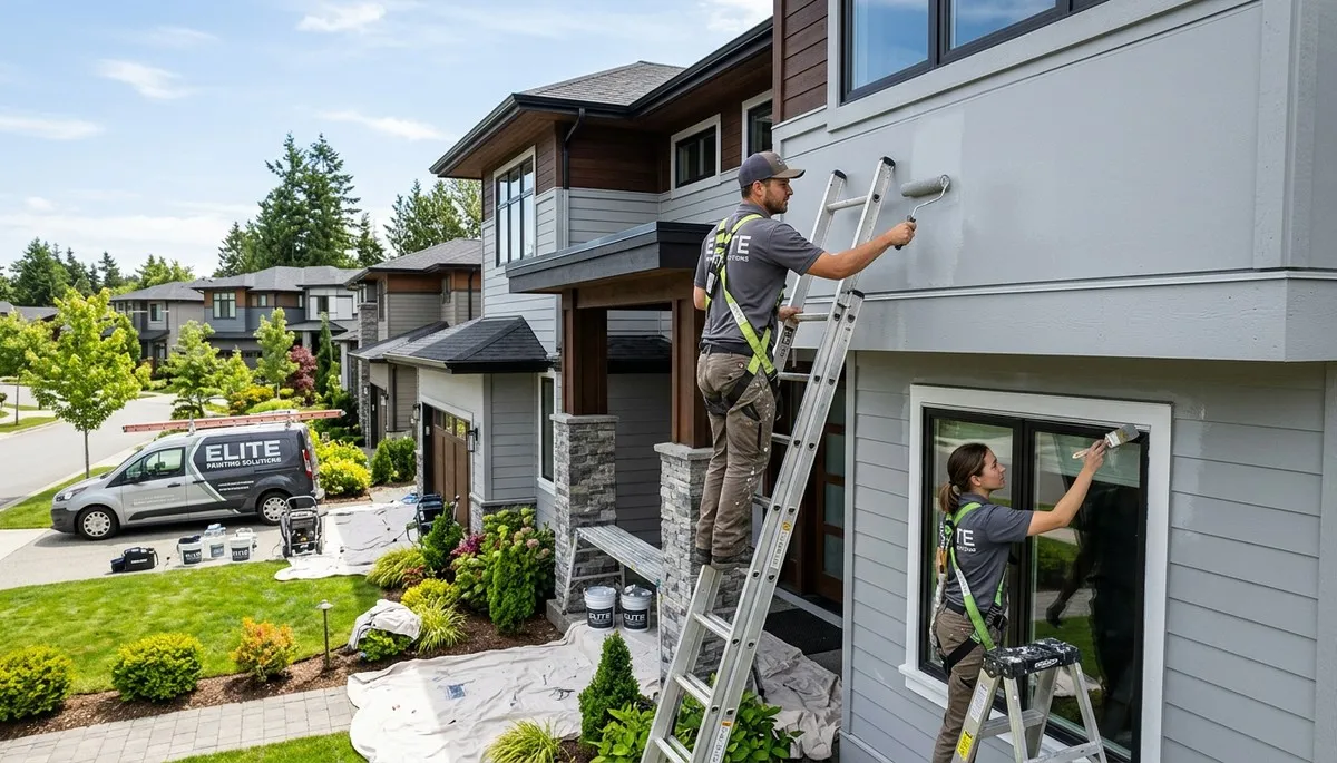 Professional house painters in New Orleans LA applying exterior paint to a residential home façade