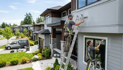 Professional house painters in New Orleans LA applying exterior paint to a residential home façade
