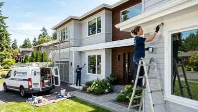 Professional house painters in New Orleans LA applying exterior paint to a residential home
