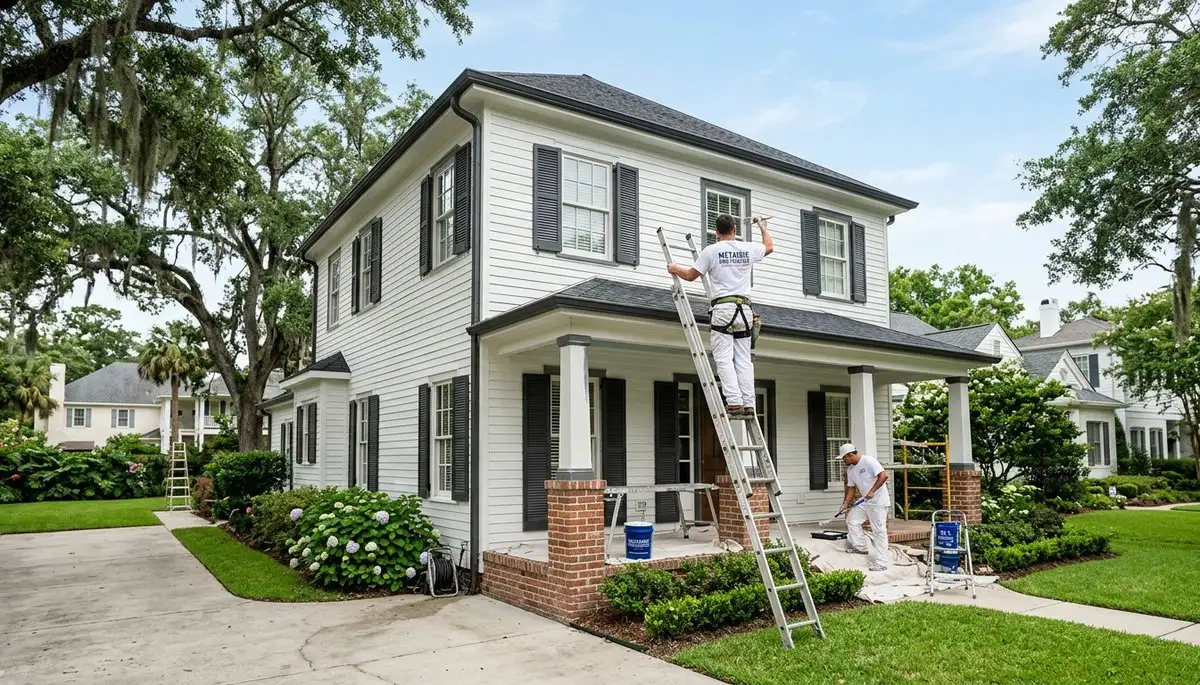 Professional house painters in New Orleans LA completing exterior home painting project