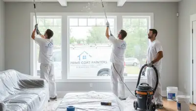 Contractor removing popcorn ceiling in New Orleans LA home for smooth modern ceiling finish