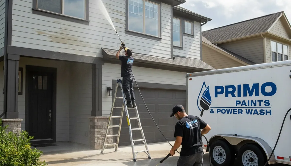 Professional pressure cleaning on New Orleans home exterior removing mold and mildew buildup
