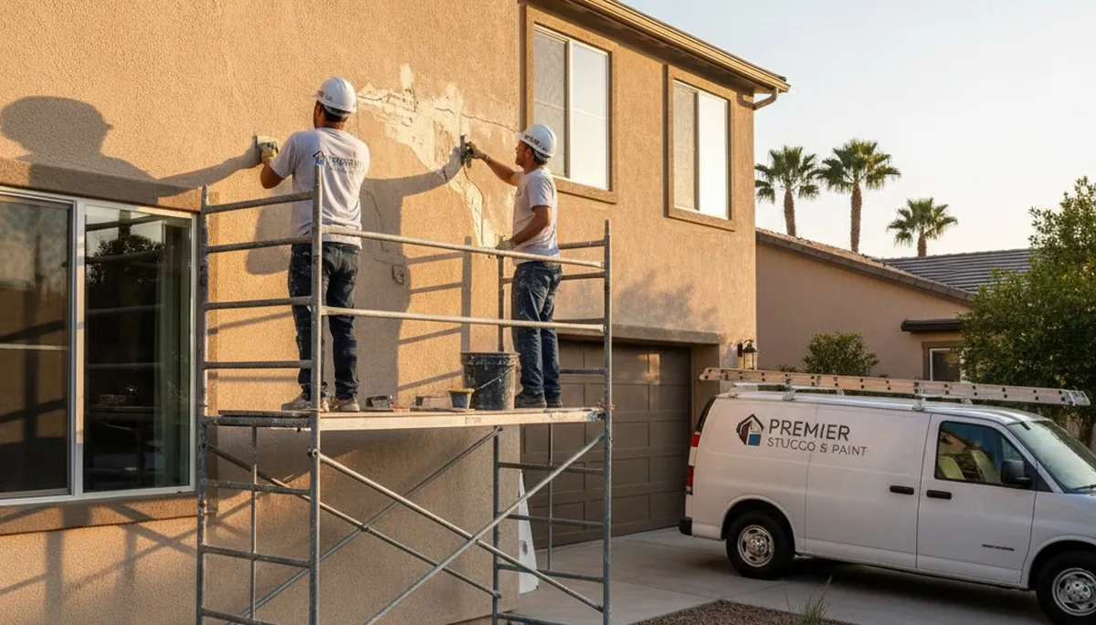 Stucco repair and exterior painting on New Orleans LA home by professional painting contractors