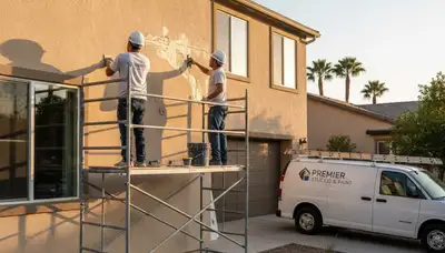 Stucco repair and exterior painting on New Orleans LA home by professional painting contractors