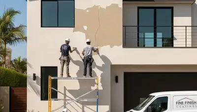 Professional stucco repair on New Orleans home exterior by expert painting contractors