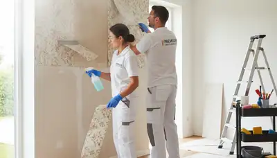 Professional wallpaper removal and wall restoration in New Orleans, LA home interior